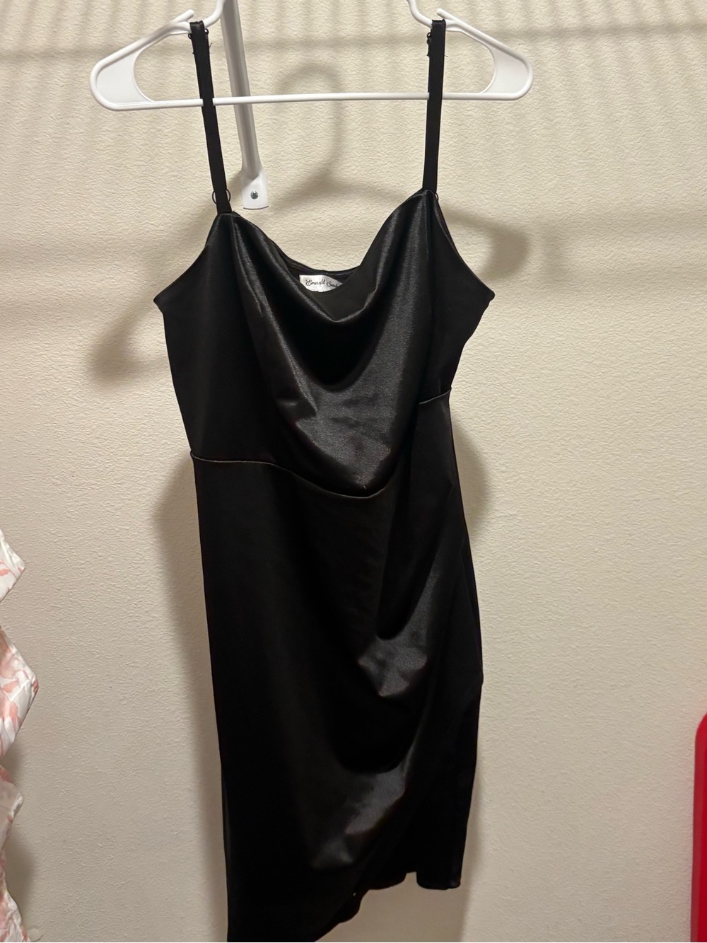 Macy's Black Satin Cowl Mini Dress